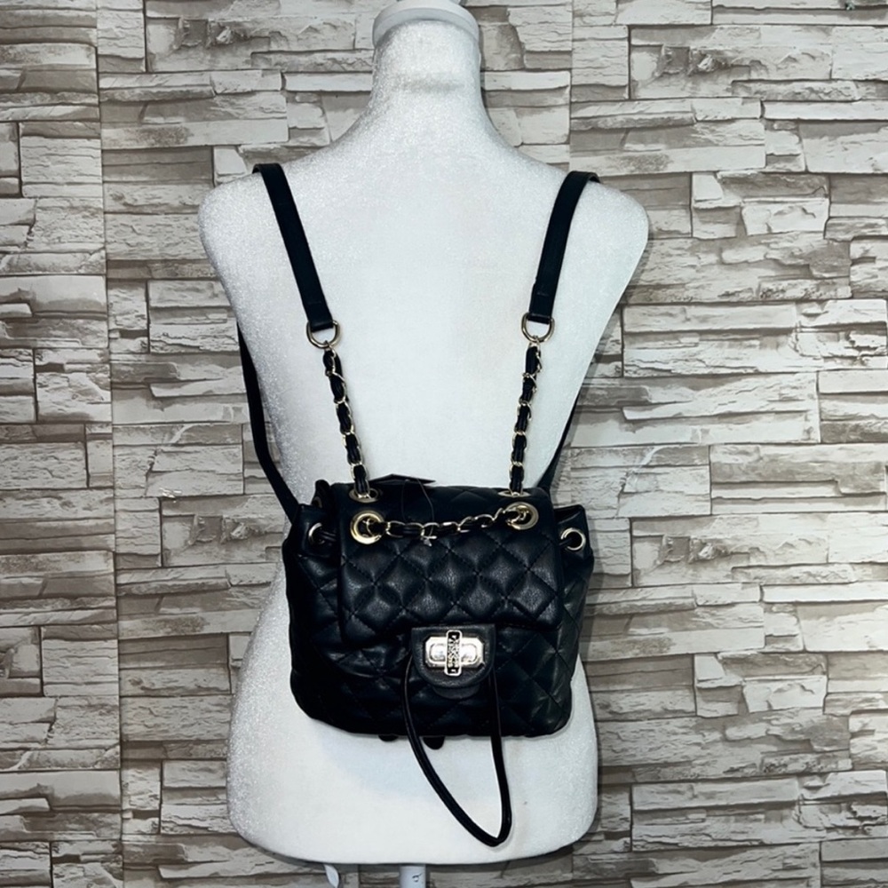 Badgley Mischka Micro Mini Quilted Backpack Black